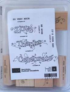 Stampin' Up! Sale-A-Bration Outlined Occasions, Thanks Love Celebrate, Set of 6 - Picture 1 of 5