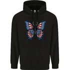 American Butterfly Flag USA July 4th Mens 80% Cotton Hoodie