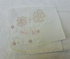 SALE Vintage Pink Embroidery Madeira Style Floral Corner Hand Rolled Hankie 