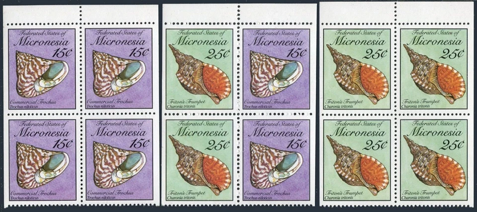 Микронезия 85a, 88a, 88b блоки/4, MNH.Michel 144D, 146D, 144/146D. Раковины 1989. - Изображение 1 из 1