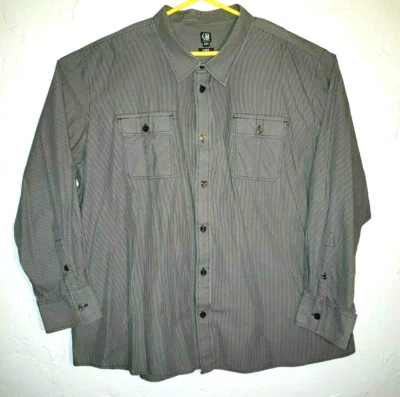 CAVI Men's GREY and BLACK Striped long sleeve 100% cotton shirt size 4XL - Image 1 of 4
