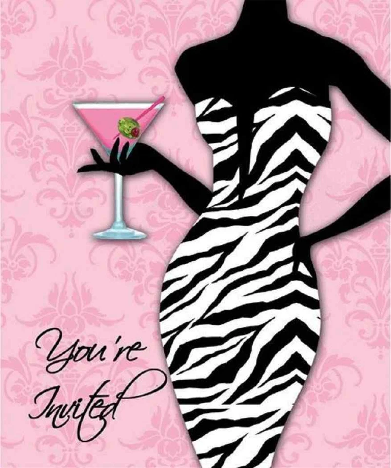 Sassy Sweet Pink Zebra Wedding Bachelorette Party Invitations - Girls Night Out - Image 1 of 1
