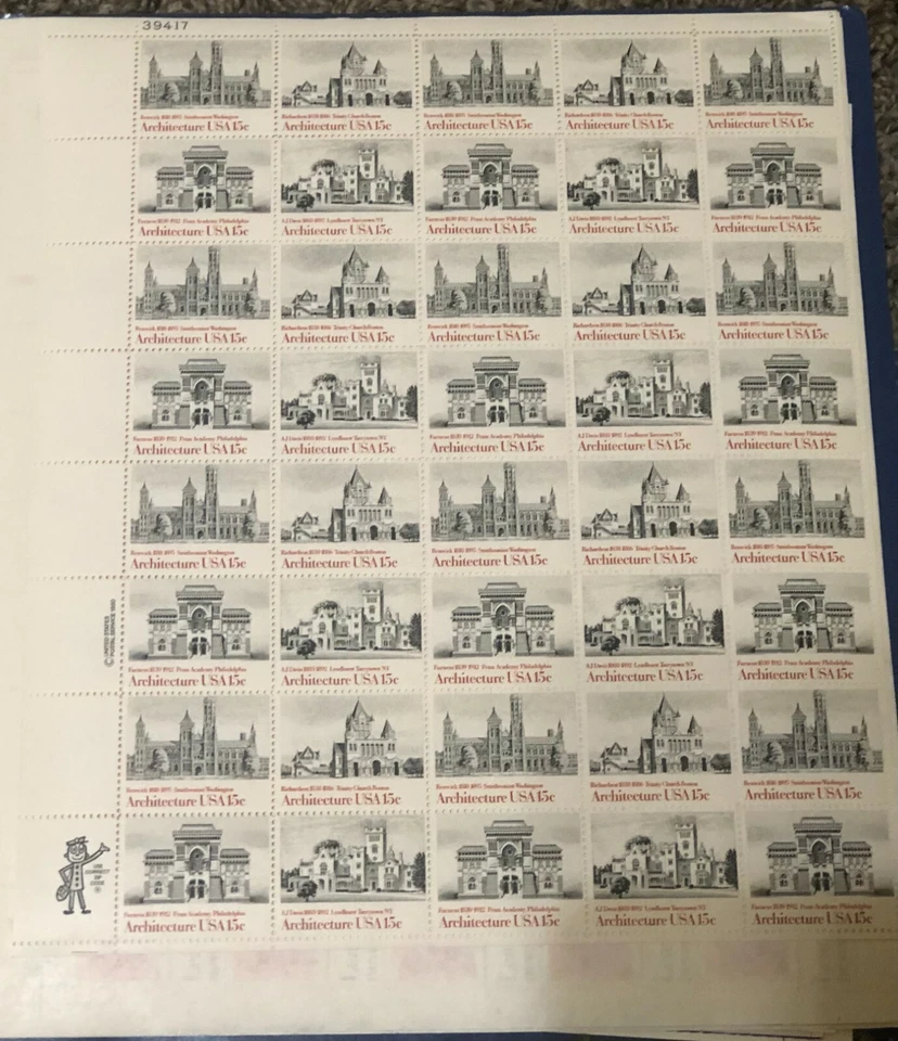 1979 15c American Architecture Stamp Series - Full Sheet (40 stamps) - Image 1 of 1