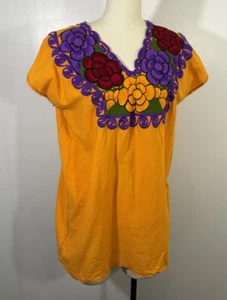 Vintage Embroidered Tunic Blouse Cotton India Small - Picture 1 of 6