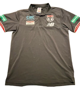 St Kilda Saints AFL NEW BALANCE Mens Media Polo | Black - MEDIUM - 150 Years VGC - Picture 1 of 5