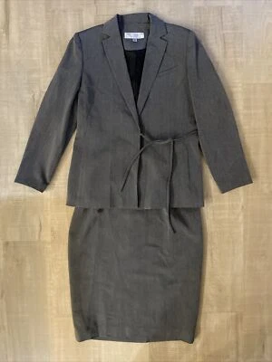 Pret A Porter 3 Piece Skirt Pants & Blazer Suit Set Jacket Size 14 Dressy Gray - Image 1 of 4