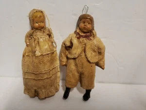 2 IKE SANDY SPELLMAN Christening & HANDMADE PAPER MACHE CLAY UKRAINE ORNAMENTS - Picture 1 of 16