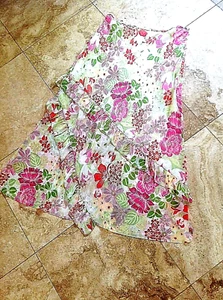 NWOT RAFAELLA MAXI SKIRT,  16..RET$86. 3 DIAGONAL RUFFLES, LIME, PINK, IVORY, - Picture 1 of 4
