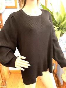 Nina Leonard Black Ribbed Long Sleeve Jumper Size 4XL - Picture 1 of 9
