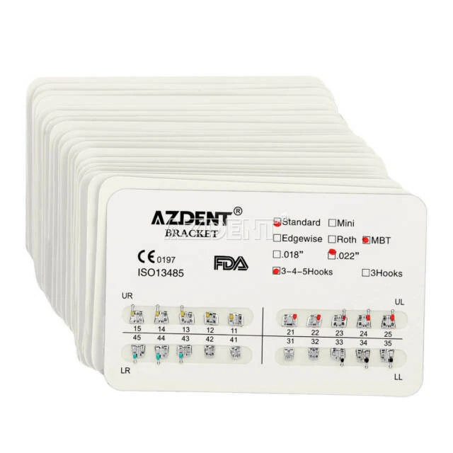 AZDENT 30 Kits Dental Orthodontic Brackets Braces Standard MBT 022 Hooks 345