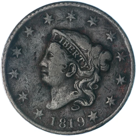 1819 (P) Coronet Large Cent Small Date Very Fine VF See Pics A703 Cover