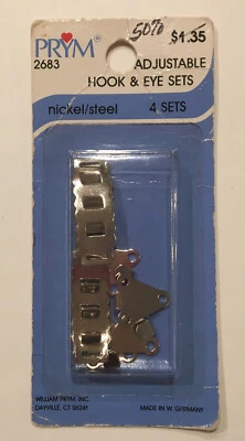 Prym Ganchos y Ojos Níquel/ACERO 4 Juegos De Colección NUEVO #2683 GANCHO Y OJO AJUSTABLE  Foto 1 de 4