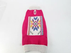 CHEWS HAPPINESS HUGS SUNRAY HUG HANDMADE YAK DOWN DOG SWEATERS,PINK/WHITE,NEW - Picture 1 of 6