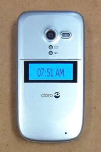 Doro PhoneEasy 626 - Silver and White ( Consumer Cellular ) Flip Phone - Picture 1 of 4