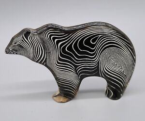 Vintage MCM Abraham Palatnik Lucite Black Polar Bear Art Figurine Brazil / Chip
