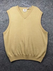 Viyella Sweater Vest Mens Size Large Yellow V-Neck Knit 100% Merino Wool - Picture 1 of 11