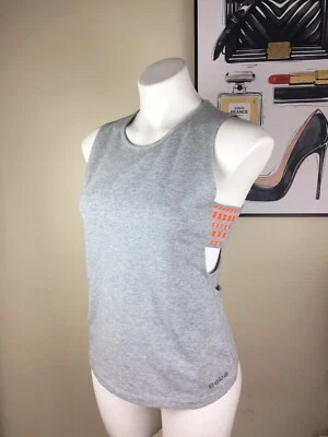 Nueva Camiseta sin Mangas Bebe Mezcla ALGODÓN Naranja Tachonado Cintura Bandeau Gris Jaspeado Talla XS Foto 1 de 4