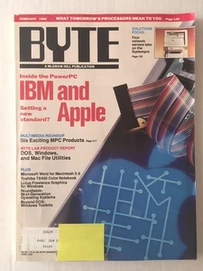 BYTE Magazine FEB 1992 - Back Issue COMPUTER Magazine - IBM and Apple PowerPCs - Picture 1 of 4