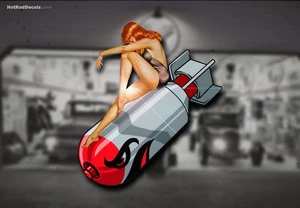 Red Sticker Hot Rod Ford Chevy Sexy Racing Pinup Bomber Girl Rockabilly tattoo - Bild 1 von 1