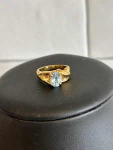 GENUINE 1.02 Cts AQUAMARINE SOLITAIRE RING .925 Sterling Silver (YELLOW) - NWT - Picture 1 of 5