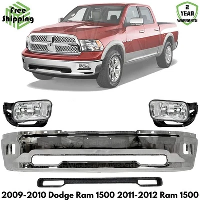 Front Bumper Chrome Kit For 2009-2010 Dodge Ram 1500 & 2011-2012 Ram 1500 Foto 1 de 4