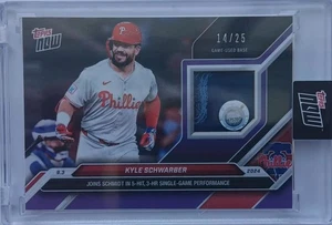 Kyle Schwarber PHILLIES 2024 TOPPS NOW 5H 3HR PURPLE GAME USED BASE 14/25 638D - Picture 1 of 5
