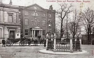 Kingston Upon Thames, Coronation Stone & Municipal Offices, Surrey Postcard - Picture 1 of 2