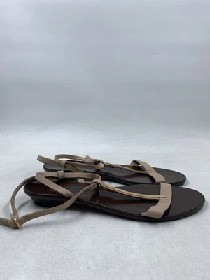 Sandalias Salvatore Ferragamo de cuero marrón con tiras W 8 Foto 1 de 4