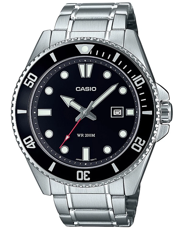 Orologio Uomo Casio MDV-107D-1A1VEF Nero Argentato Ø 46 mm