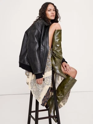 Banana Republic Italian Leather Knee High Boot  9  | Olive Green #840348 NEW - Image 1 of 4