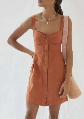 Maeve Anthropologie Linen Blend Twist Front Mini Dress Size Medium - Image 1 of 4