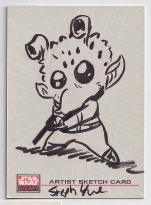 2009 Star Wars Galaxy 4 Sketch Card Greedo Stephanie Yue 1/1 - Image 1 of 2