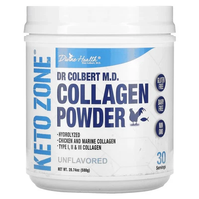 Divine Health, Dr. Colbert's Keto Zone Hydrolyzed Collagen, Unflavored, 20.11 oz - Image 1 of 2