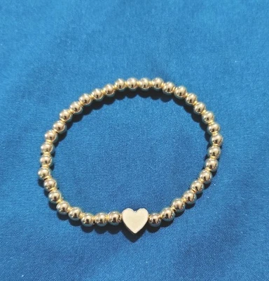 Heart Beaded Bracelet Heavy Silver Stretchy White Heart BaubleBar - Image 1 of 2