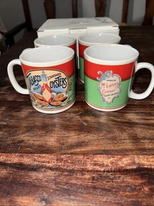 Set Of 4 * Tabasco Coffee Mugs * COLLECTOR * ARGOSY Casino * Oysters *NEW - Picture 1 of 14