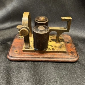 Cool Antique Telegraph Local Sounder Electric Brass on Wood Base Incomplete - Picture 1 of 9