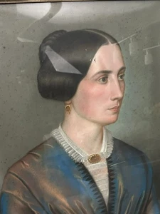 ANTIKES BIEDERMEIER PORTRAIT EINER DAME MITTE 19 TES JHDT PASTELL - Bild 1 von 10