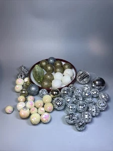 Large Lot Mirror Disco Balls And Sequin Holiday Decorations Ornaments - Picture 1 of 7