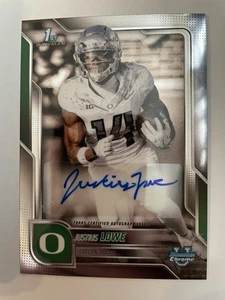 Justius Lowe Auto 2025 Bowman Chrome University BCA-JUL 1st Bowman Oregon Ducks - Picture 1 of 3