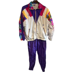 Chaqueta cortavientos vintage de los 80’s 90’s para mujer conjunto mediano/pequeño - Imagen 1 de 9