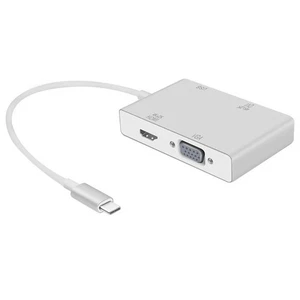 4-In-1 USB-C Type-C to HDMI+VGA+DVI+USB 3.0 Adapter Plug&Play 4K Converter - Picture 1 of 7