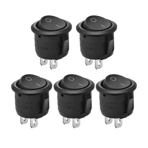 5 Pcs Black Round Rocker Switch 12V ON Off 2 Pin Car Boat Household Switches  - Picture 1 of 7