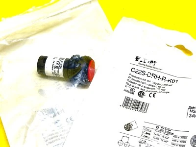 EATON C22S-DRH-R-K01 RED PUSHBUTTON STAY-PUT 1-N.O. AC/DC 24/110/230 VOLT  (NEW) - Image 1 of 4