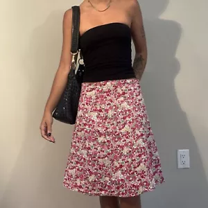 Vintage Cha Cha Vente Pink Floral Knee Length Skirt Cottage Small - Picture 1 of 4