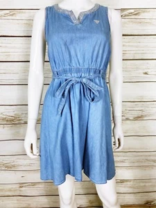 Abito Chambray Los Angeles Guess ragazza aderente e svasato denim taglia 16 blu senza maniche - Foto 1 di 8