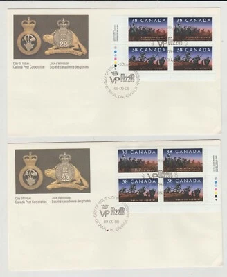 CANADA  CANADIAN INFENTRY REGIMENTS   Plate Block First Day Cover Set - Image 1 of 2