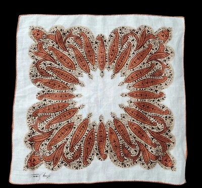 Tammis Keefe Hanky Handkerchief Hankie Vintage Designer Persian Pickle Brown Vtg - Image 1 of 4