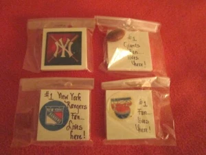 4 NEW YORK Collect Fridge Magnets,Hand Made 2"x2",Giants,Yanks,Nets,Rangers 7#12 - Picture 1 of 6
