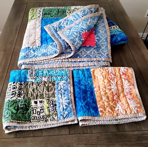Vintage Pottery Barn Teen Patchwork Quilt Euro Shams Full/Queen Cotton Y2K 3 pc - Picture 1 of 21