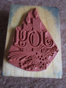 Christmas Candle Stamp JOY Comotion Rubber Stamp FREE SHIP - Picture 1 of 5